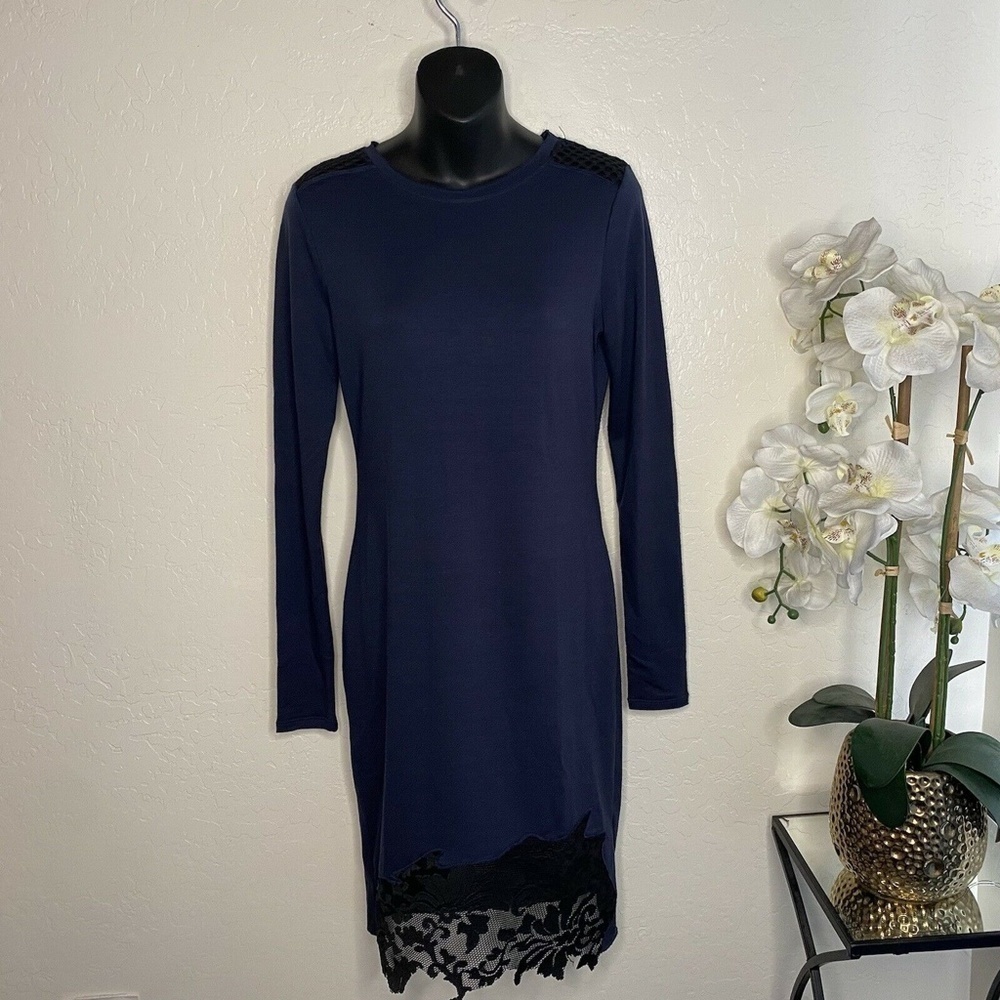 Elie Tahari Sport Zuma Long Sleeve Navy Blue Dress Size XS NWT - Picture 2 of 9